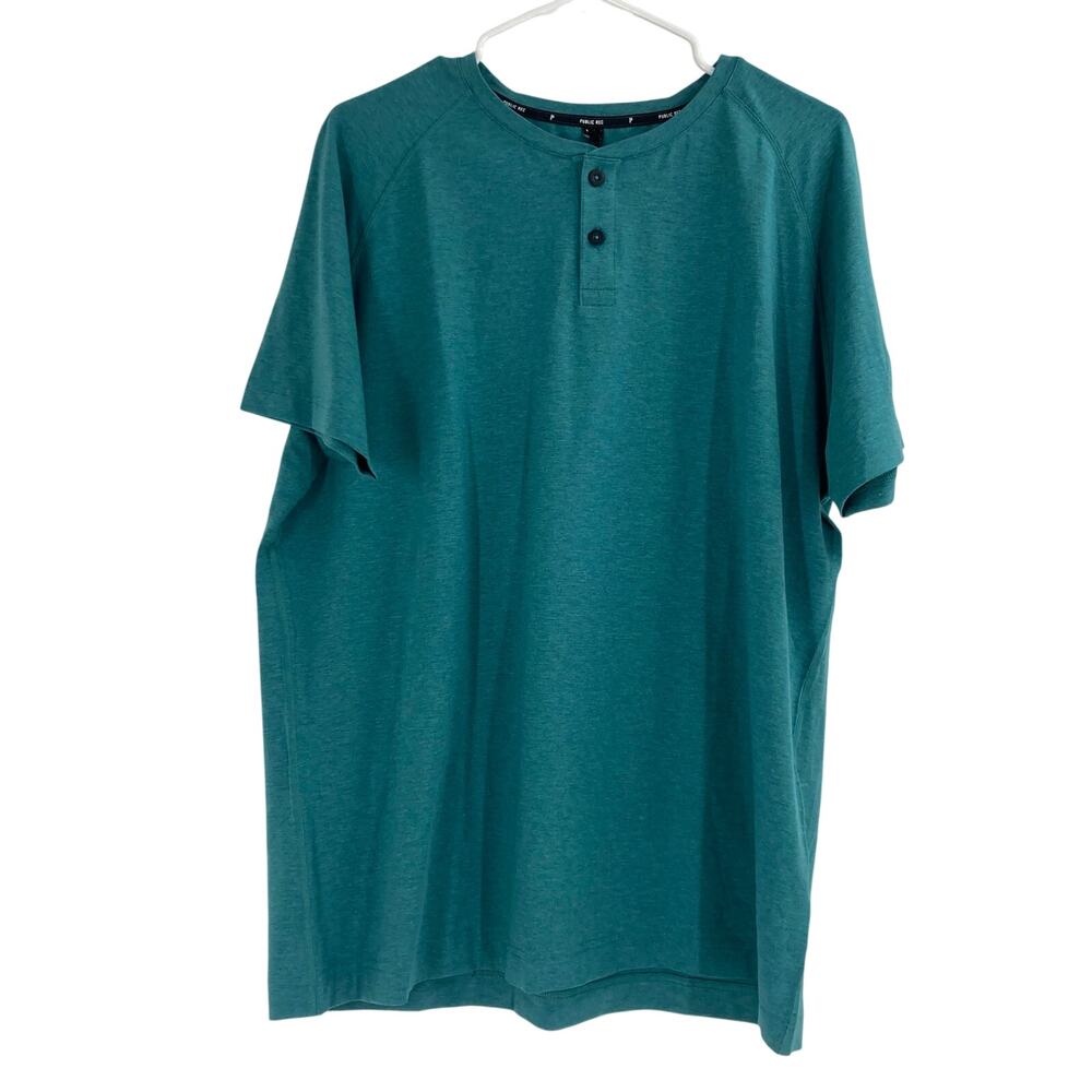 Public Rec Go To Henley Short Sleeve Tee Men’s XL Teal Blue NEW